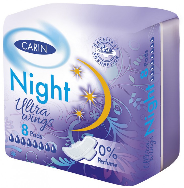 Carine Night Ultra Wings 8ks | Zdravotnické potřeby - Dámská intimní hygiena